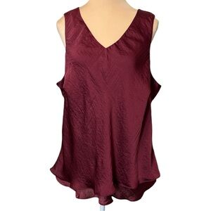 Coldwater Creek (EUC) Rich Burgundy V-neck Double Layered Silk-like Tank Size 1X